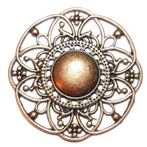 Antiqued Copper 50mm Intricate Open Domed Round Pendant Focal Link 2pc M373